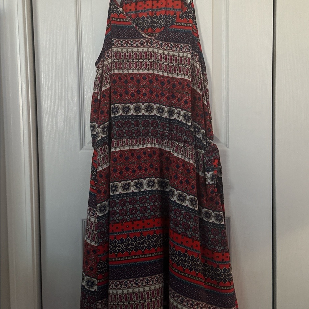 Bohemian Red and Blue Patterned Dress